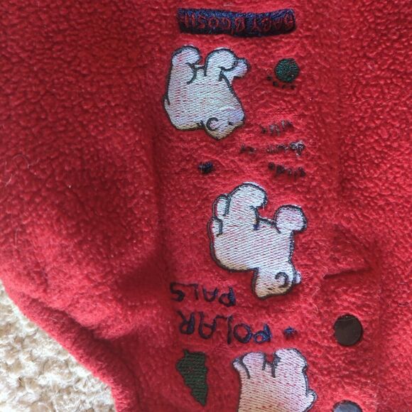 Vintage Baby B'gosh 18 Month Red Fleece Polar Bear Jump Suit Unique Unisex XMAS - Picture 2 of 7